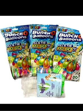 New 4 Packages Crazy Zuru Bunch O Water Balloons 366 Total Self Sealing No Tie